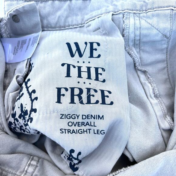 Free People We The Free Ziggy Gray Denim Jean Overalls Wide Leg Large Grey - Picture 4 of 9